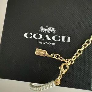 Coach | Jewelry | Coach Pearl Heart Charm Necklace Choker